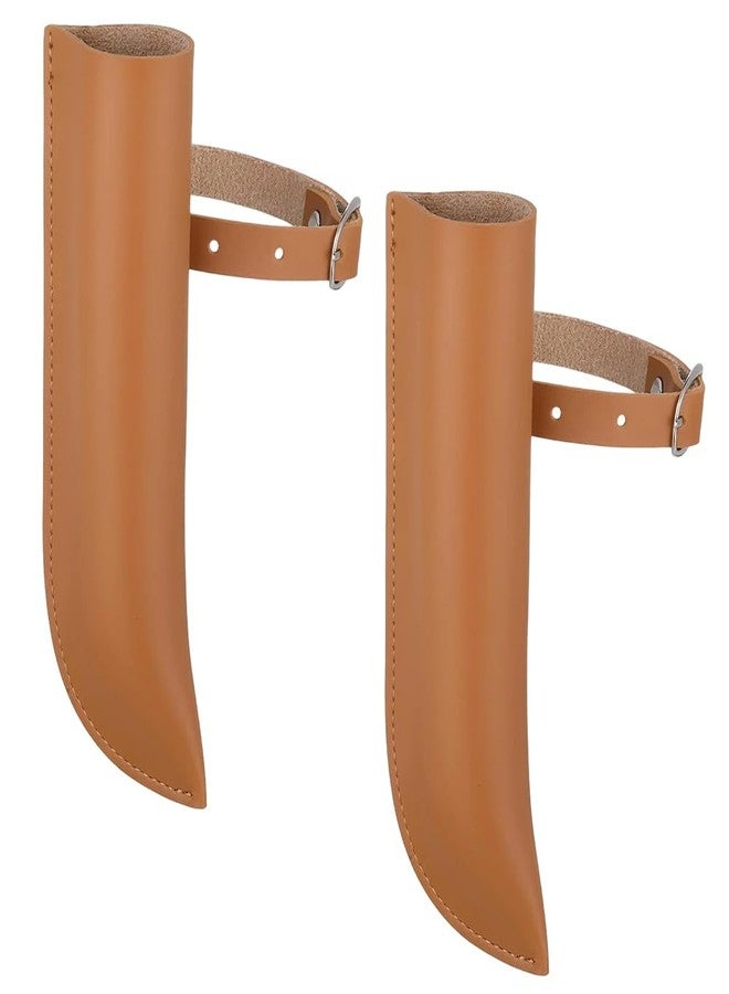 CALFOVERA 2PCS 6.69 x 1.97 Inch PU Leather Flag Carrier Pouch with Stirrup for Horse Brown Flag Belt Holder Case Adjustable Stirrup Boot with Buckle for Rider Training Horse Saddles Pole - Image 1