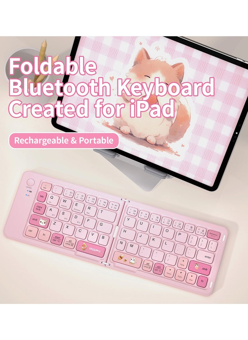 GEEZER MOFII Cute Foldable Keyboard ABS Light Weight Portable Keyboard Bluetooth Mini Keyboards 67 keys for MacOS/IOS/Windows/Android  - Image 1