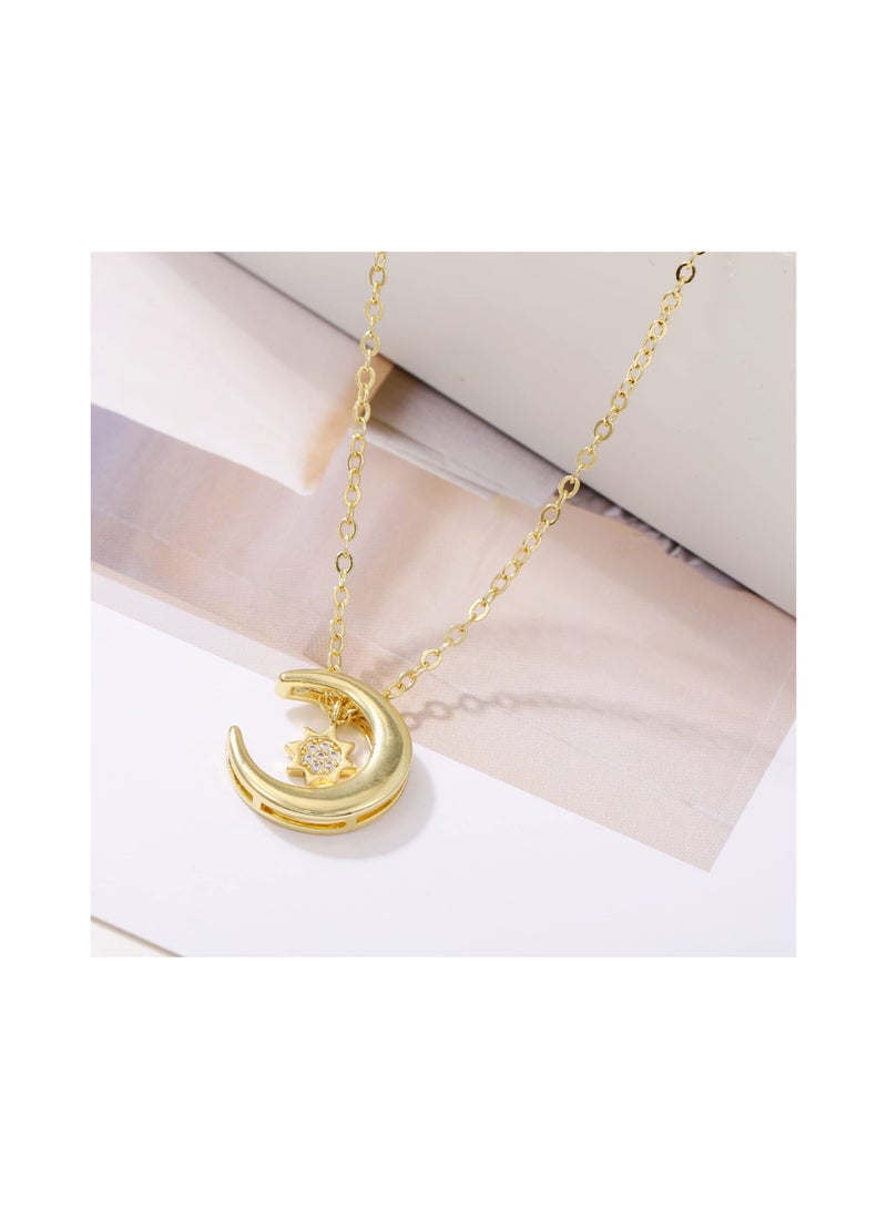 Suntown Sun Moon Necklace Set Couples Matching Gifts Friendship Pendant Jewelry Celestial Duo Pendants Relationship Symbol Jewelry Astral Love Keepsakes Romantic Pendant Set BFF Necklace Pair for Friendship - Image 2