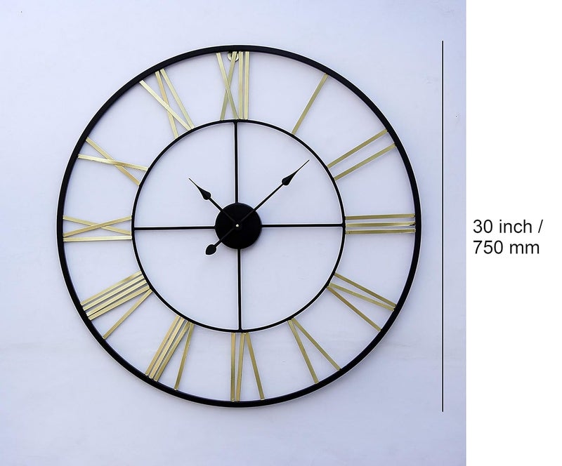 Craftter ساعة حائط معدنية بطراز روماني من كرافتتر 30 بوصة باللون الأسود والذهبي - Image 5