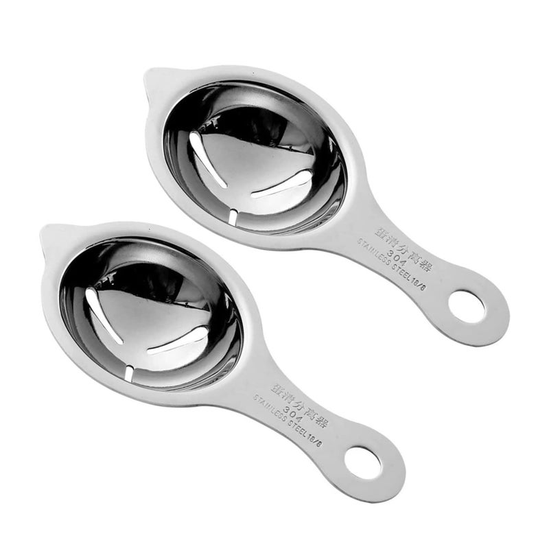 KRIVETY Egg Separator Extractor Stainless Steel Egg White Separator and Egg Yolk Separator Egg Divider Egg Strainer Filter Spoon Kitchen Baking Tools Pack of 2 - Image 1