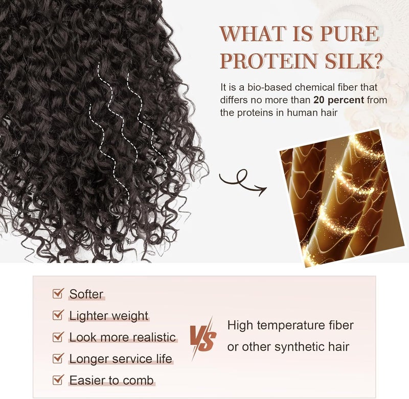 Flufymooz Clip in Hair Extensions, 4PC 100％ Pure Protein Silk Hair Extensions Long Soft Natural Hairpiece 20 Inch Curly Hair Extension for Women (Dark Chocolate Brown) - Image 3