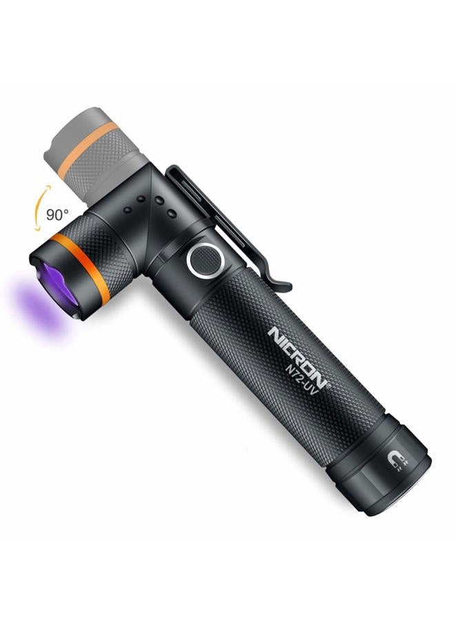 NICRON UV Flashlight, N72-UV 800LM White Light, Freely Switch Between White Light and UV Light Detector for Dog Urine, Wet Stains Bed Bugs,Camping, Outdoor,Maintain (18650/AAA Not Included) - Image 1