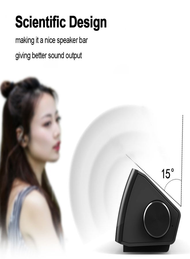 SADA V105 Speaker Bar Computer Speakers Wired Computer Sound Bar Stereo USB Powered Mini Long Soundbar Speaker with HiFi Sound Rich Bass for TV PC Cellphone Tablets Desktop Laptop - Image 4