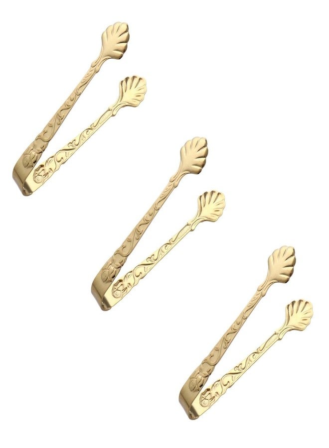 BWESOO 3 Piece Mini Serving Tongs Set, Stainless Steel, Vintage Rose Design Handles, 1 - Image 1