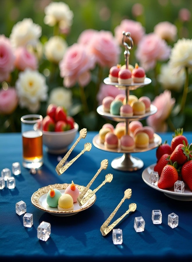 BWESOO 3 Piece Mini Serving Tongs Set, Stainless Steel, Vintage Rose Design Handles, 1 - Image 4