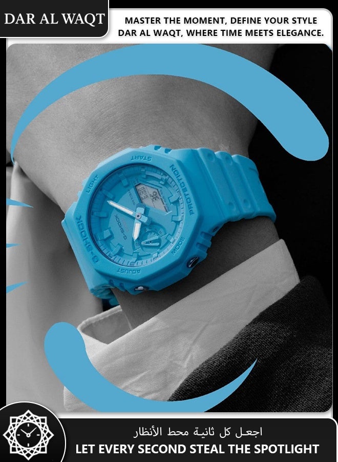 Casio G-Shock GA-2100-2A2 Men's Watch - Monochromatic Turquoise Design, Octagonal Carbon Core Case, Shock Resistant, 200M Water Resistant - Image 2