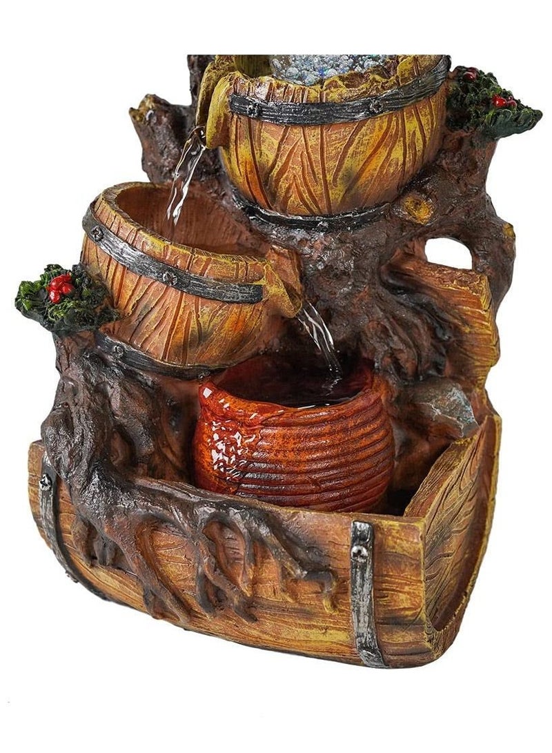 DANUBE HOME نافورة Stalaca Geomantic مع ضوء ملون داخلي منضدية للاسترخاء شلالات المياه تصميم حديث نوافير ديكور للمنزل والمكتب 19X16X27 سم بني - Image 2