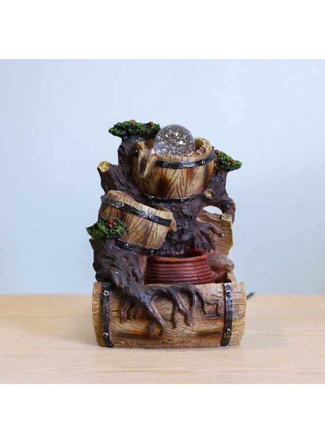 DANUBE HOME Stalaca Geomantic Fountain With Colored Light Indoor Tabletop Relaxing Water Falls Modern Design Fountains Decoration For Home And Office 19X16X27cm Brown - Image 2