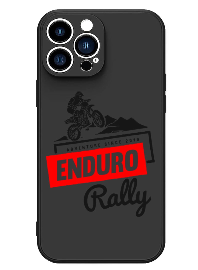 Theodor Protective Slim Fit Case Liquid Silicone Cover with Full Body Protection Anti-Scratch Shockproof Case For iPhone 15 Pro Max Black - Enduro rally - Image 1