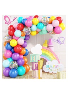 Balloons Arch Kit Multicolor Blue Red Yellow Purple Green Orange Latex for Birthday Decoration Party Supplies Wedding Anniversary Baby Shower Carnival and Circus Theme (99 pcs)