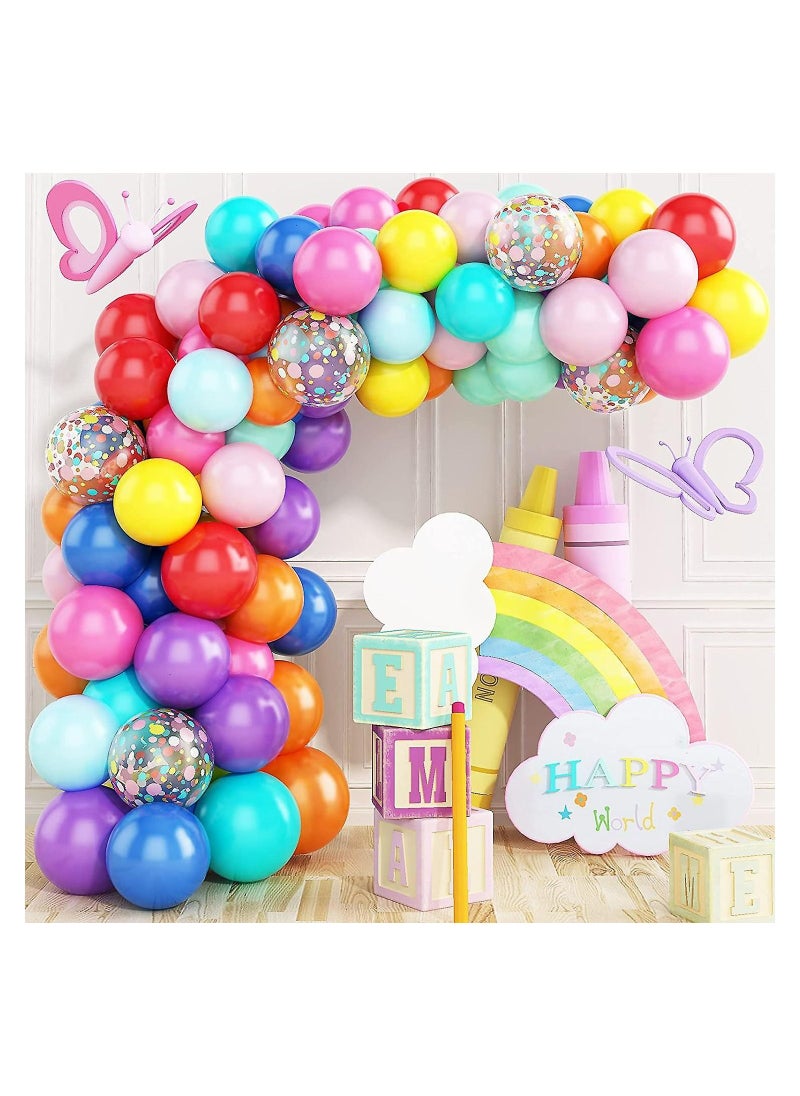 JOLLITY LLC - Balloons Arch Kit Multicolor Blue Red Yellow Purple Green Orange Latex for Birthday Decoration Party Supplies Wedding Anniversary Baby Shower Carnival and Circus Theme (99 pcs) - Image 1