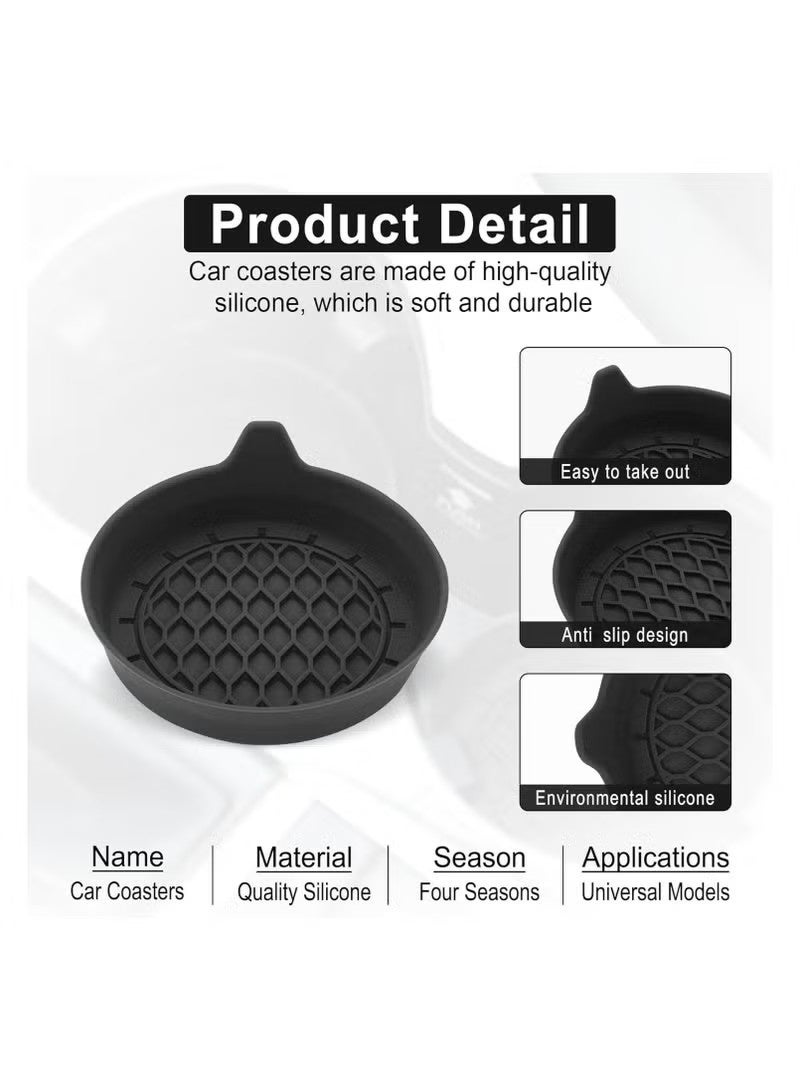 حامل أكواب السيارة، حامل أكواب من السيليكون، حامل أكواب عالمي غير قابل للانزلاق، ملحقات داخلية للسيارة للنساء والرجال، مجموعات داخلية، عبوة من 4 قطع باللون الأسود - Image 5