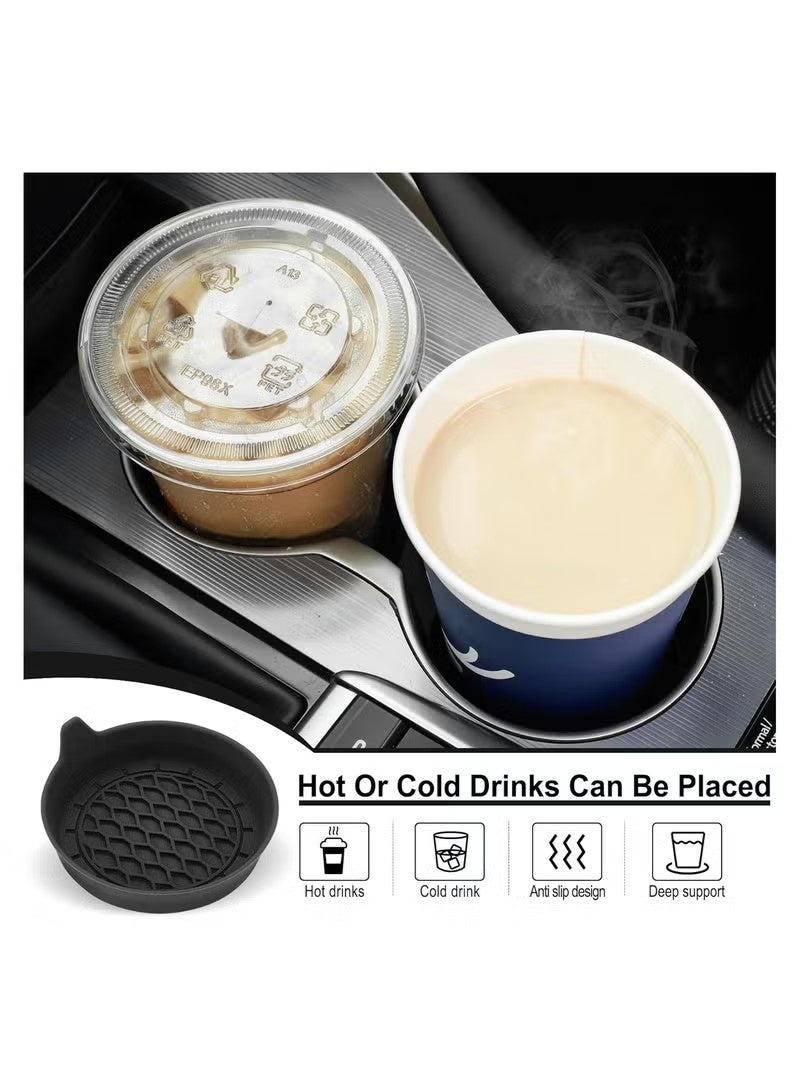 حامل أكواب السيارة، حامل أكواب من السيليكون، حامل أكواب عالمي غير قابل للانزلاق، ملحقات داخلية للسيارة للنساء والرجال، مجموعات داخلية، عبوة من 4 قطع باللون الأسود - Image 3