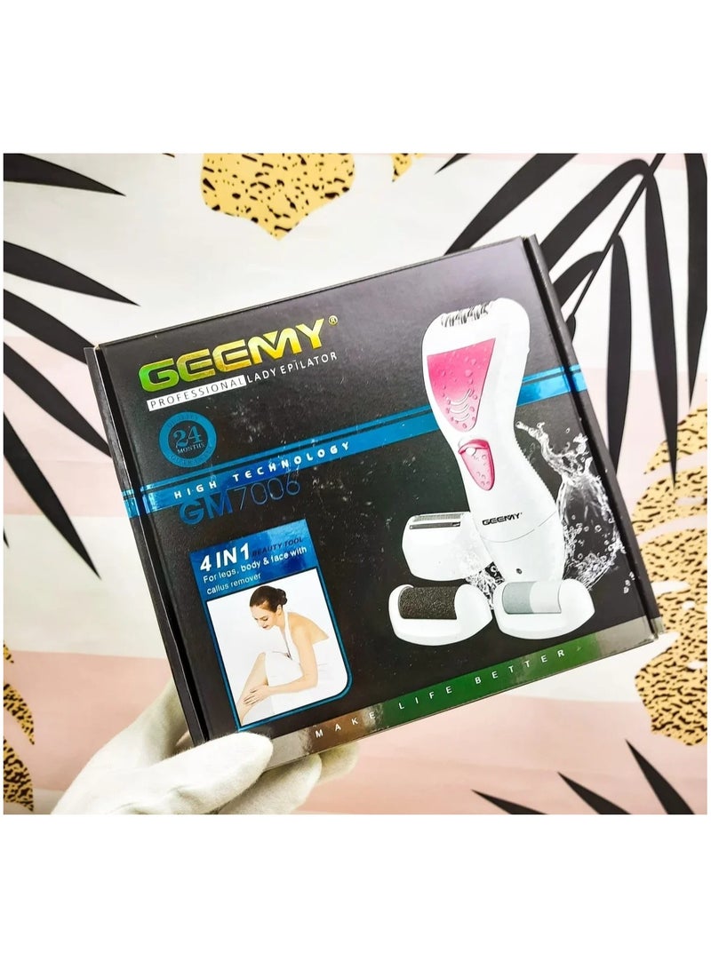 Geemy 4 in 1 Multifunctional Women's Electric Hair Clipper Cordless Hair Removal Trimmer Pedicure Device USB Rechargeable GM-7006 GEEMY - Image 2