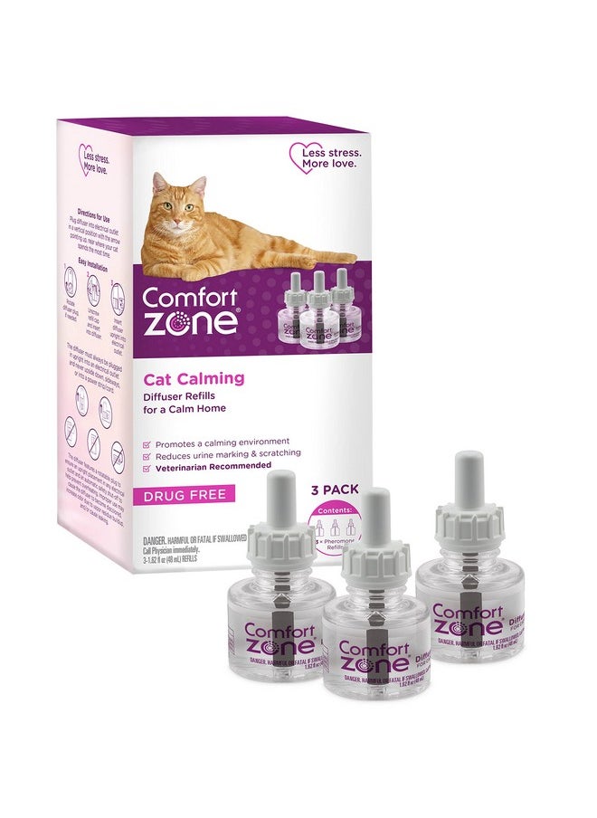 Comfort Zone Comfort Zone 3 Pack Cat Calming Diffuser Refills; 30-Day Refills; Pheromones Help Cat Anxiety  - Image 1
