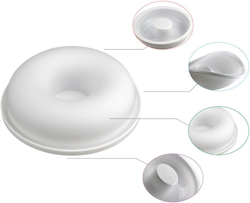 Dodxiaobeul 7 Inch Silicone Baking Molds,Fluted Tube Cake Pans,Round Shape Non Stick Molds,Silicone Oven Safe Chocolate Mousse Dessert Baking Pan for jello, Doughnut Donut Brownie -White - Image 3