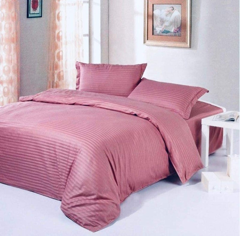 Castiqa Premium Glace Cotton Satin King Size Stripes Pattern Quilt Cover/Duvet Cover/Rajai Cover/Blanket Cover with Zipper Closure (King Size (90x100 inch), Onion) - Image 4
