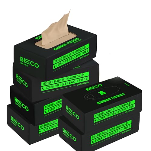 Beco Bamboo Super Soft 2-ply Car Tissue Box| Facial Tissue-100 pulls x 6 Packs (600 Pulls) | 100% Natural & Ecofriendly - Image 1
