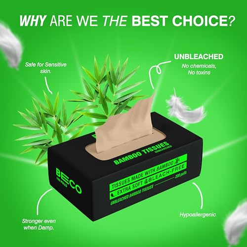 Beco Bamboo Super Soft 2-ply Car Tissue Box| Facial Tissue-100 pulls x 6 Packs (600 Pulls) | 100% Natural & Ecofriendly - Image 3