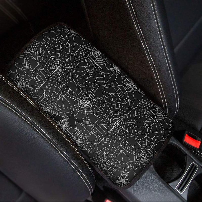 Dreaweet Stylish Spider Web Printed Black Car Center Console Armrest Cushion Cover Pad Soft Car Armrest Seat Box Cover Protector Auto Car Interior Accessories Decor - Image 1