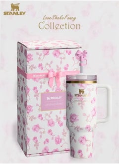 Stanley Love Shack Fancy H2.0 Flow State 40oz Cortex Tumbler, Stainless Steel Vacuum Insulated Quencher with Lid, Straw, and Stopper, Ideal for Water and Iced Tea, Keeps Drinks Cold, Presented in Elegant Gift-Ready Packaging PINK  - Image 3