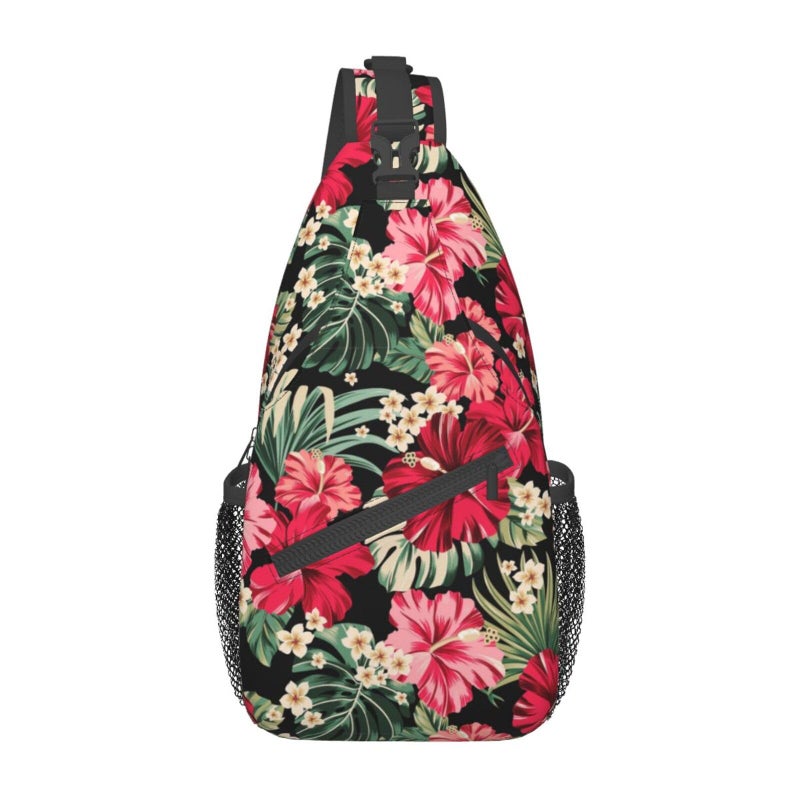 Betyiwling Hawaiian Hibiscus Flowers Sling Backpack Unisex Crossbody Chest Bag Shoulder Chest Bag For Women Men Hiking Travel - Image 1