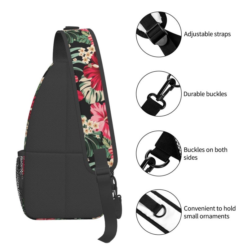Betyiwling Hawaiian Hibiscus Flowers Sling Backpack Unisex Crossbody Chest Bag Shoulder Chest Bag For Women Men Hiking Travel - Image 5