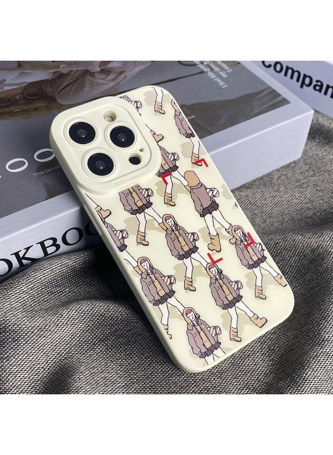 اس-توب جراب لهاتف iPhone 15 Pro مصنوع من السيليكون السائل بنمط المشاة - Image 2