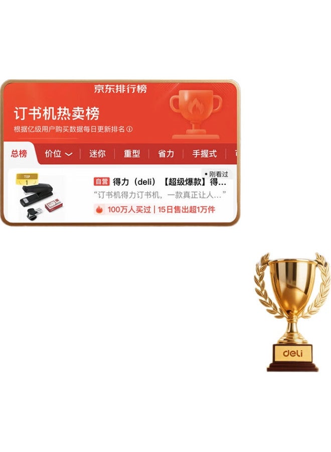 Deli [Super Popular] Deli 12# Office Stapler 3-Piece Set (Stapler, Staples, Staple Remover) Office Supplies, Black 0354 - Image 1