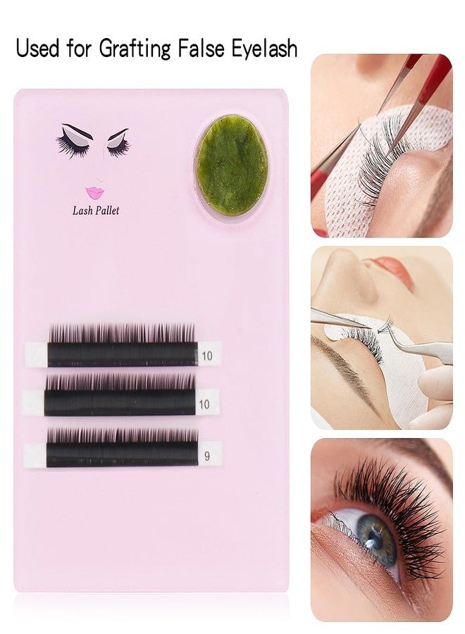 Mekupeu Eyelash Extension Pallet Holder Sets -2 in 1 Acrylic Eyelash Extension Pallet + Round Jade Stone Set Eyelash Grafting Tool Pad Lash Tray Gasket (Pink) - Image 3