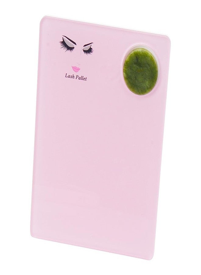 Mekupeu Eyelash Extension Pallet Holder Sets -2 in 1 Acrylic Eyelash Extension Pallet + Round Jade Stone Set Eyelash Grafting Tool Pad Lash Tray Gasket (Pink) - Image 4