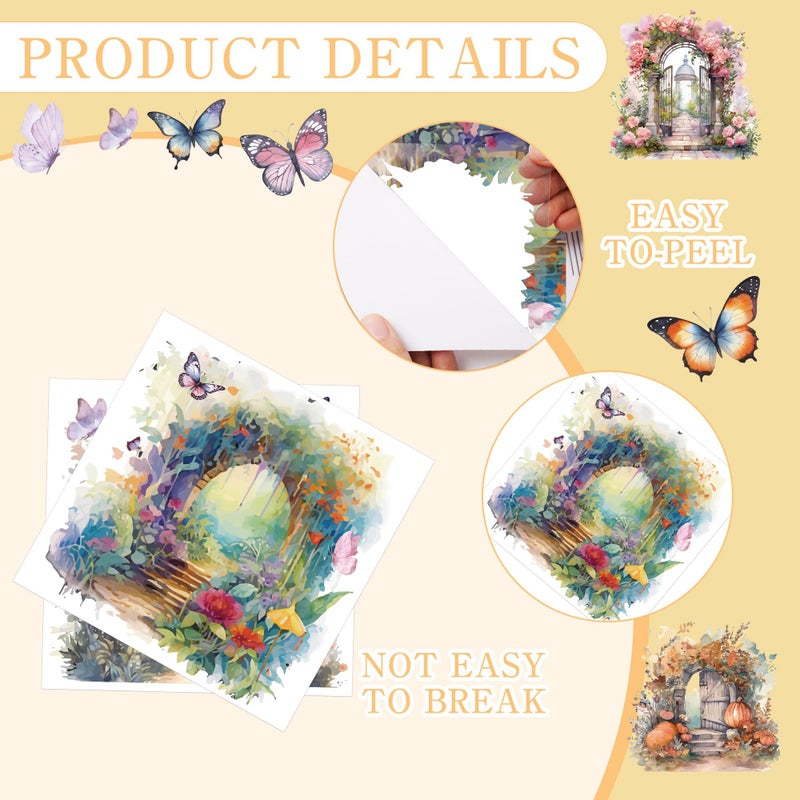 EoBeCy Fairy Garden Rub On Transfer For Crafts: 16 Pcs Secret Garden Flower Rub On Transfers For Furniture Watercolor Floral Transfer Sticker Decals Diy Crafts For Glass Wood Wall Home Decor Waterproof - Image 3
