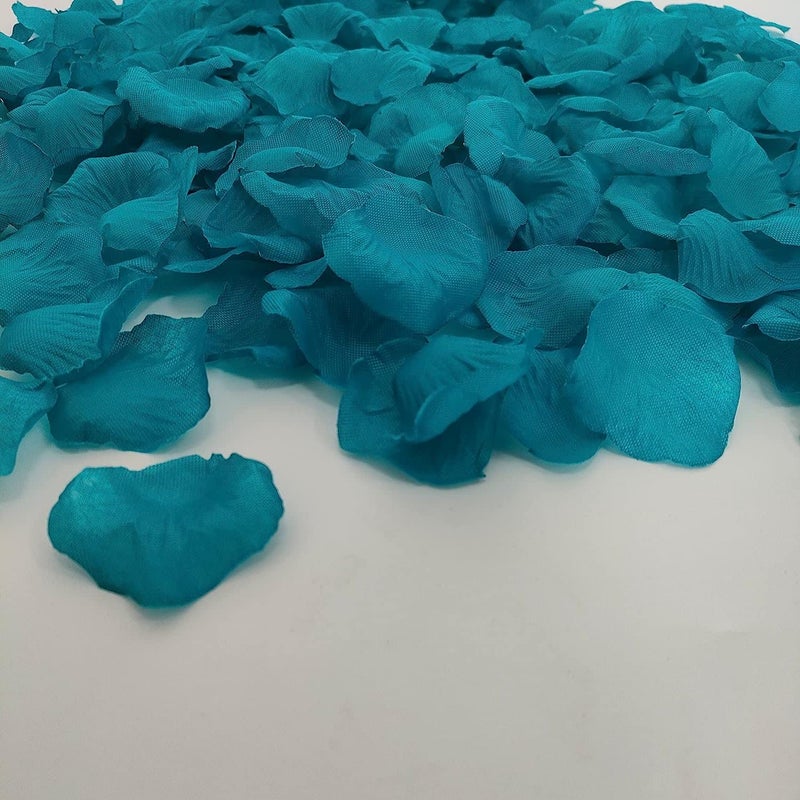ATFL 0.9 Pound Turquoise Rose Petals for Wedding  5000 Pcs Turquoise Faux Silk Rose Petals for Romantic Night for Her Set 2.3''Teal Turquoise Blue Artificial Fake Flower Petals for Decorations - Image 3