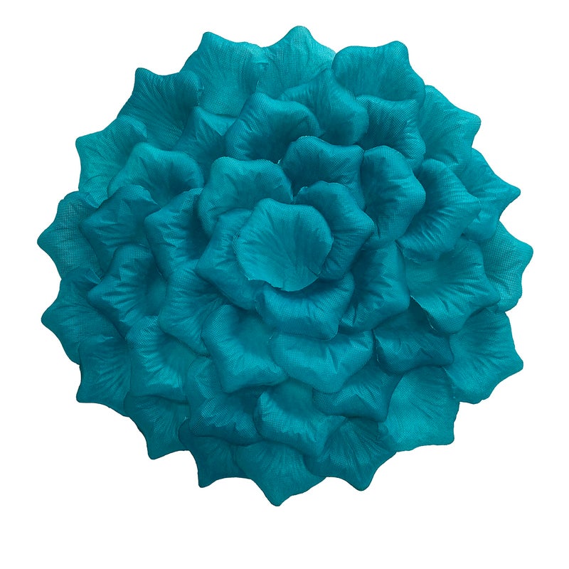 ATFL 0.9 Pound Turquoise Rose Petals for Wedding  5000 Pcs Turquoise Faux Silk Rose Petals for Romantic Night for Her Set 2.3''Teal Turquoise Blue Artificial Fake Flower Petals for Decorations - Image 5