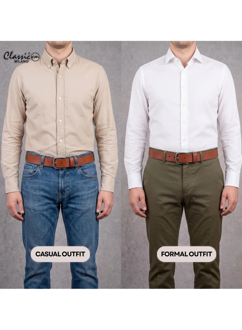 Classic Milano Classic Milano Genuine Leather Belt for Men - Semi-Casual & Party Wear Belt for Jeans, Casual Outfits, and Gifts - Black, Brown & Tan Men’s Belt