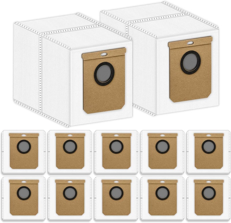 BRUVISH (12 Pack) L50 L60 Hybrid Dust Bags Replacement Compatible With eufy L60/ L60 Hybrid/ L60 SES/ L50 SES/ L50 Series Self Empty Station, Robot Vacuum Bags, Filter Bags, Disposable Canister Bags - Image 1