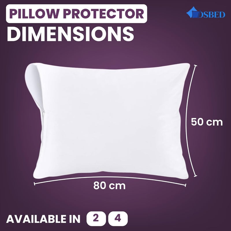 OSBED Cotton Pillow Protectors - Breathable 100% Cotton Zippered Covers, Pack of 4 - Image 2