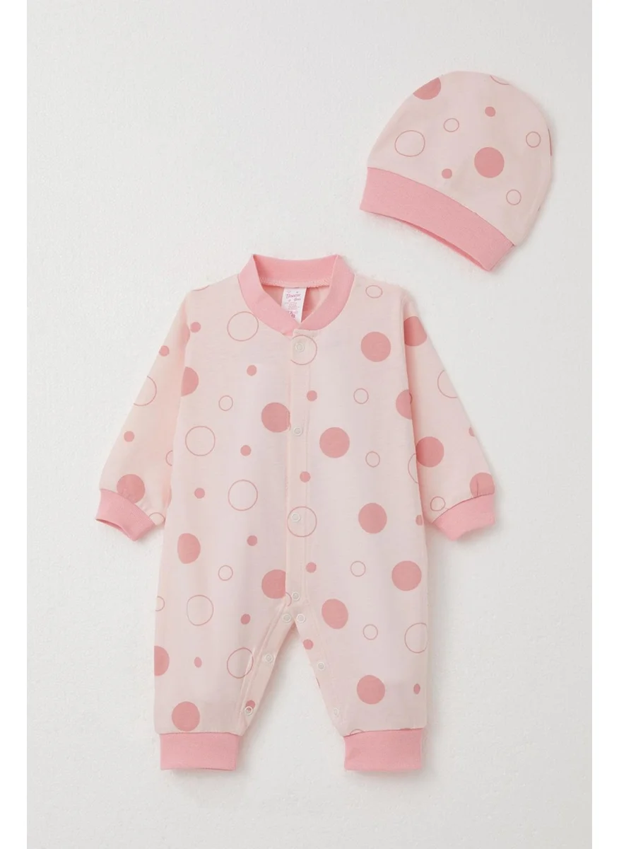 Breeze Baby Girl Overalls Dot Pattern 0-6 Months, Powder