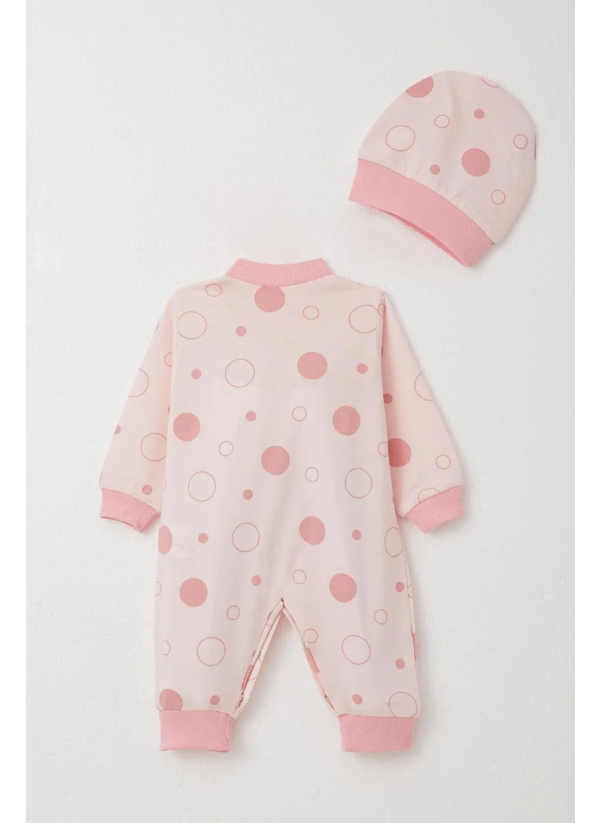 Breeze Baby Girl Overalls Dot Pattern 0-6 Months, Powder