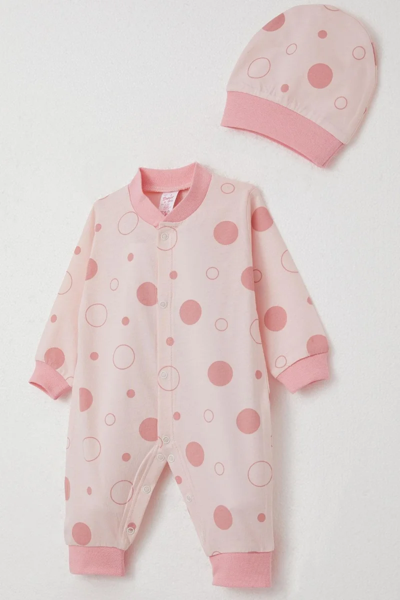 Breeze Baby Girl Overalls Dot Pattern 0-6 Months, Powder