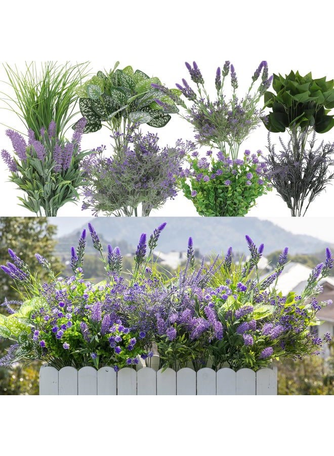 Green Moon 20 Bundles Artificial Lavender Plants Outdoor Fake Outdoor Plants UV Resistant Faux Hanging Plants for Home Planter Garden Patio Front Porch Yard Decor - Image 1