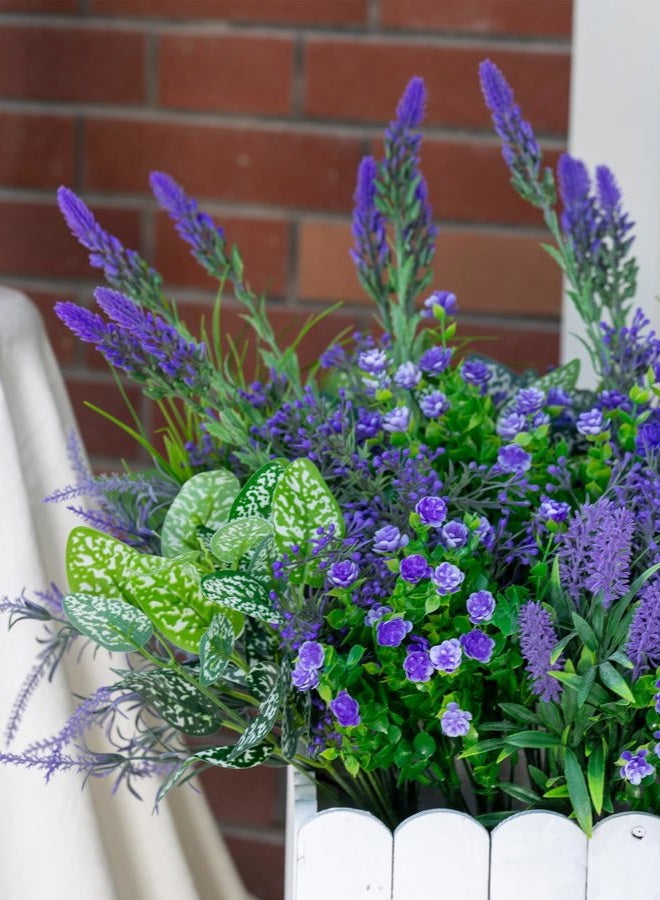 Green Moon 20 Bundles Artificial Lavender Plants Outdoor Fake Outdoor Plants UV Resistant Faux Hanging Plants for Home Planter Garden Patio Front Porch Yard Decor - Image 4