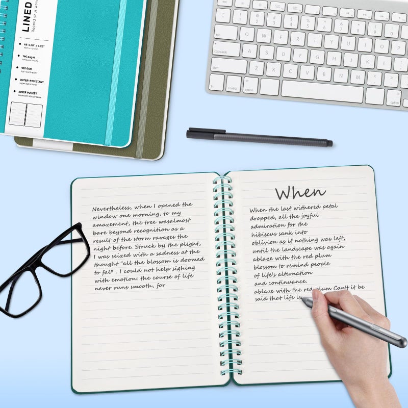 ABERLLS Turquoise Lined Spiral Journal Notebook With 160 Pages  8?5.7In  A5 Spiral Notebook  Journaling Notebooks For Work  School  Women  Men  College Ruled Spiral Notebook  Hardcover Leather Journals - Image 3
