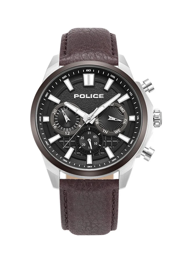 POLICE Rangy Gents Chronograph Watch With Black Dial & Dark Brown Strap -PEWJF0021040