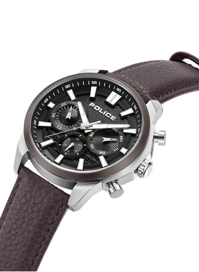 POLICE Rangy Gents Chronograph Watch With Black Dial & Dark Brown Strap -PEWJF0021040