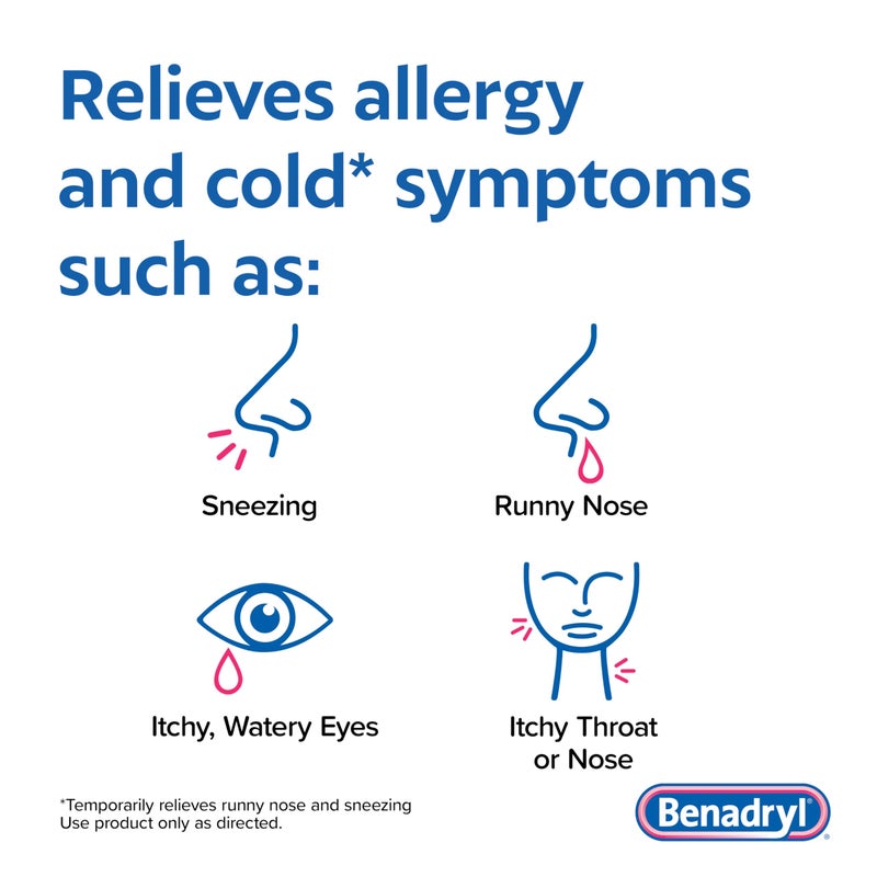 Benadryl Ultratabs Antihistamine Allergy Relief Medicine, 25 mg Diphenhydramine HCl Tablets for Relief of Cold & Allergy Symptoms Such as Sneezing, Runny Nose, & Itchy Eyes & Throat, 48 ct - Image 3