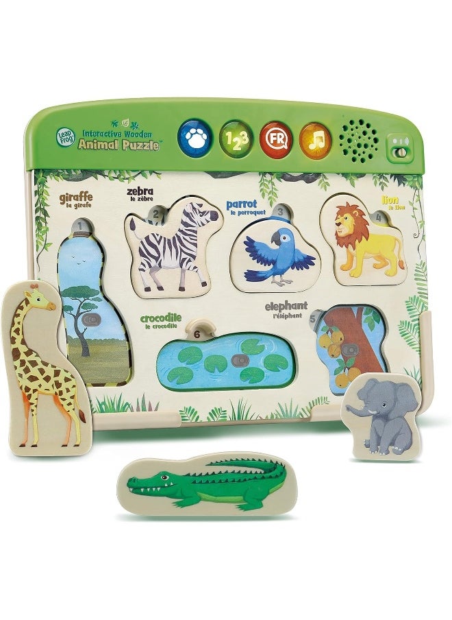 LeapFrog Interactive Wooden Animal Puzzle, Interactive Toy With 4 Modes, Teaches French And English Vocabulary, Educational Toy With Letters, Sounds, Numbers And Animals, Boys And Girls Aged 2 Years +  - Image 1