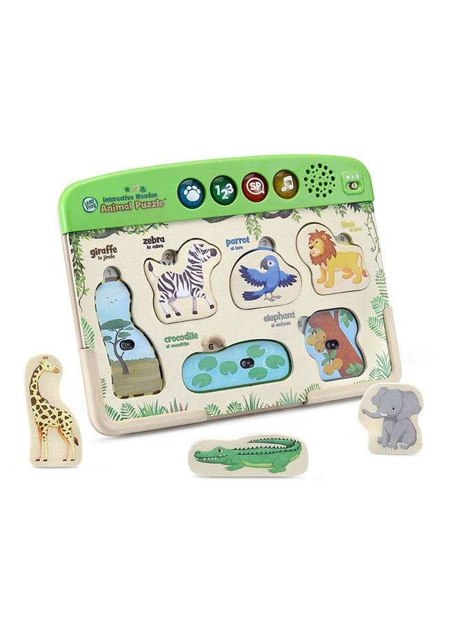 LeapFrog LeapFrog Interactive Wooden Animal Puzzle, Interactive Toy with 4 Modes, Teaches French and English Vocabulary, Educational Toy with Letters, Sounds, Numbers and Animals, Boys and Girls Aged 2 Years +  - Image 1