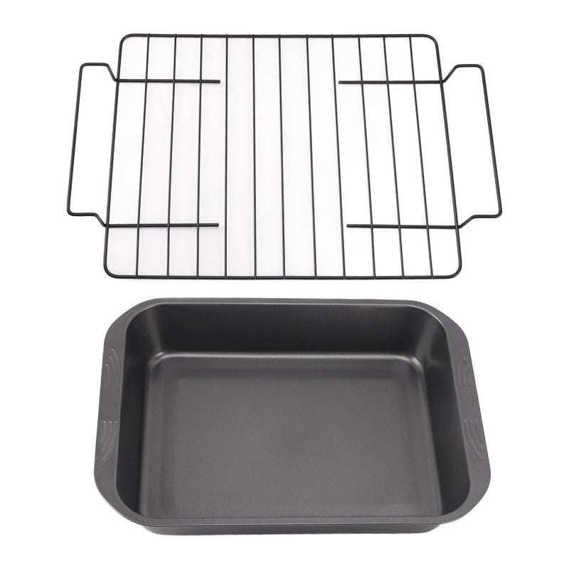 Roast Pan with Rack Rectangle Broiling Pan Carbon Steel Iron Handle Anti Stick Dishwasher Safe Baking Pan for Turkeys - Image 1